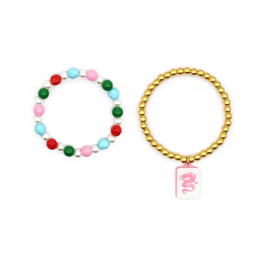 Mahjong Green & Pink Bracelets by Fab Finds